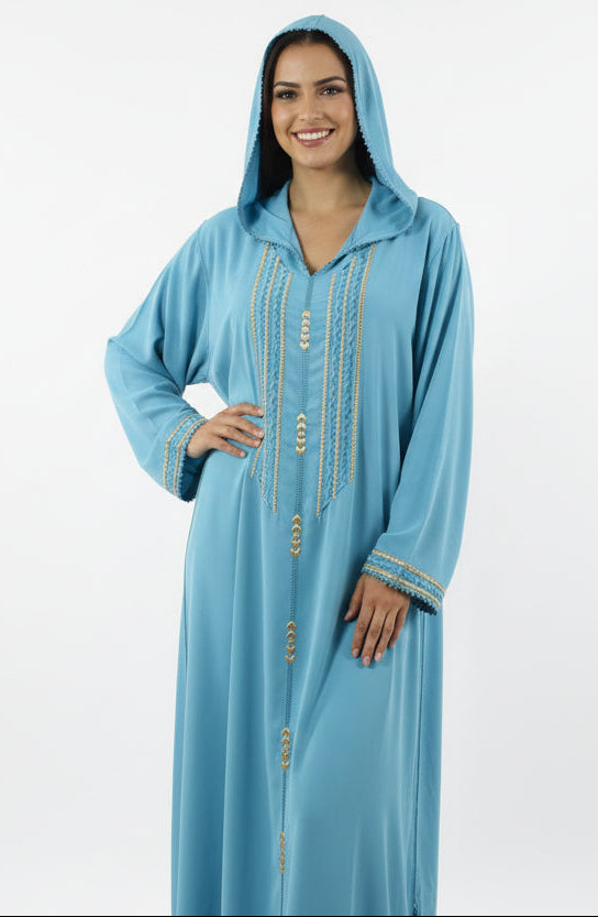 Jellaba Bleue - Tradition Marocaine Raffinée