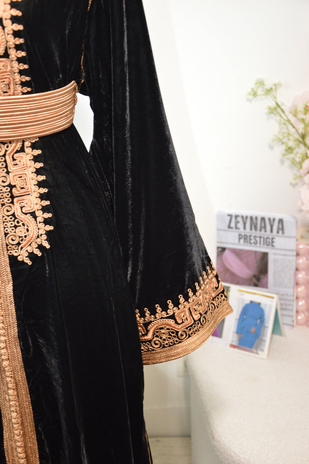 Caftan Velours Noir Impérial