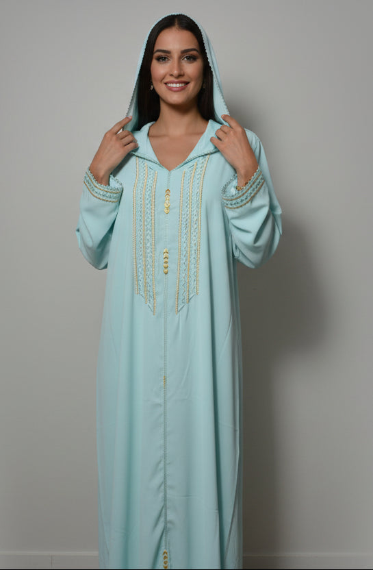 Jellaba Bleu Ciel - Élégance Marocaine Traditionnelle