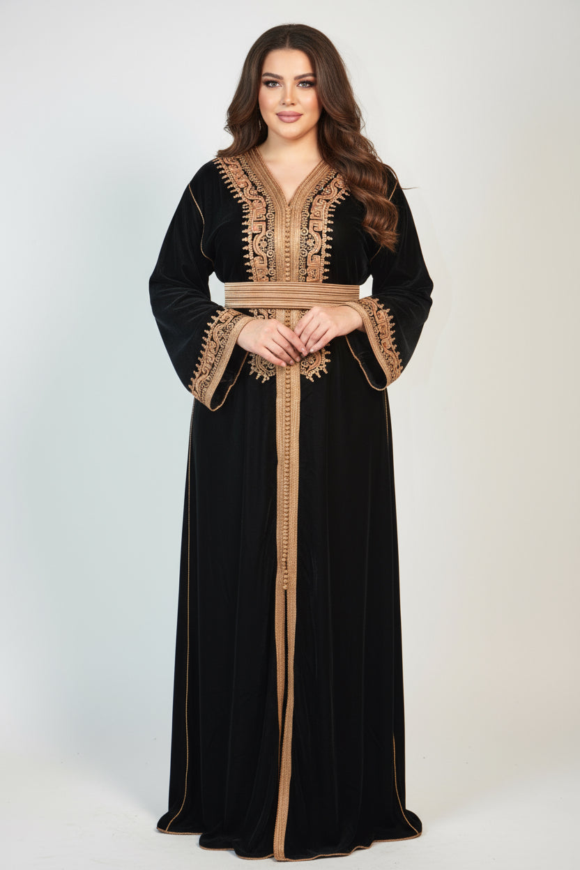 Caftan Velours Noir Impérial