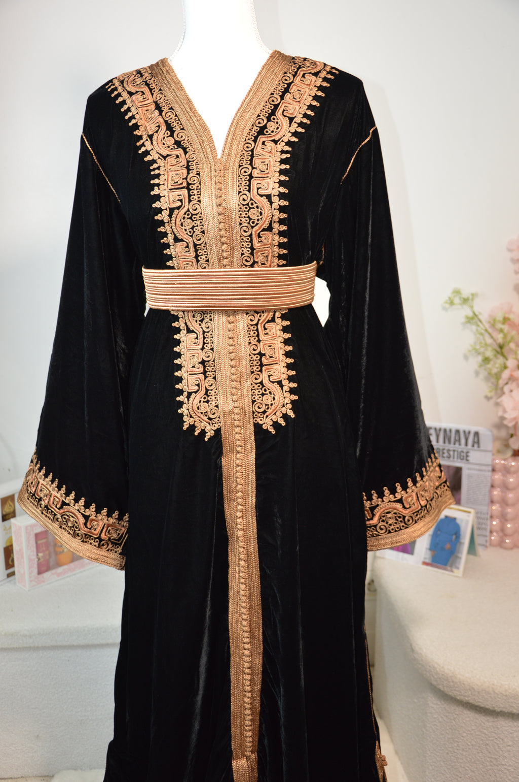 Caftan Velours Noir Impérial