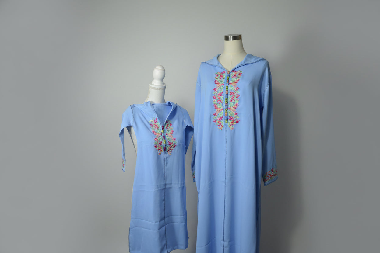 Jellaba Duo Maman et Fille - Ensemble Assorti Marocain de Luxe