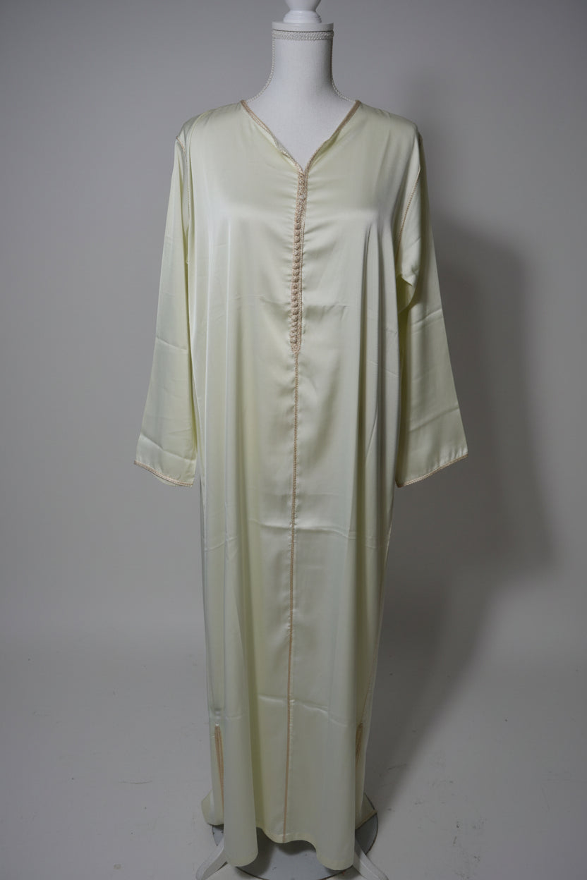 Djellaba Blanc Crème 2 Pièces - Ensemble Marocain de Luxe