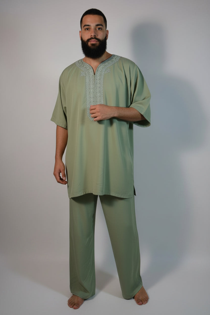 Ensemble Lin Vert Clair — Homme