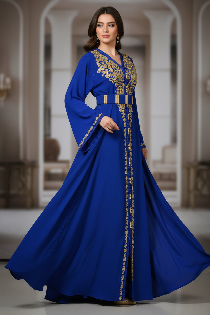 CAFTAN ROYAL BLEU ROI & DORÉ – BRODERIES LUXE
