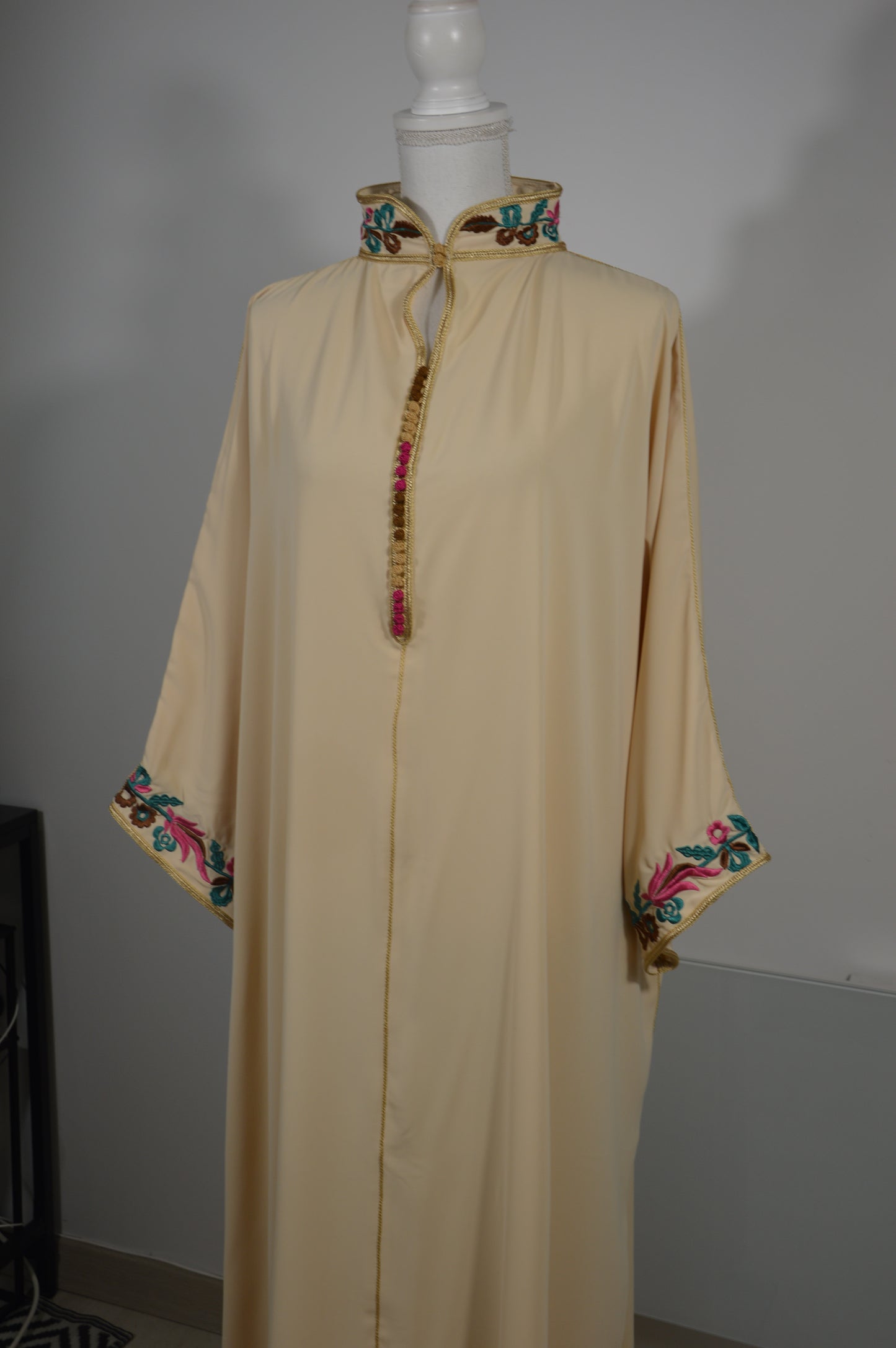 Gandoura Col Montant Jaune Pastel