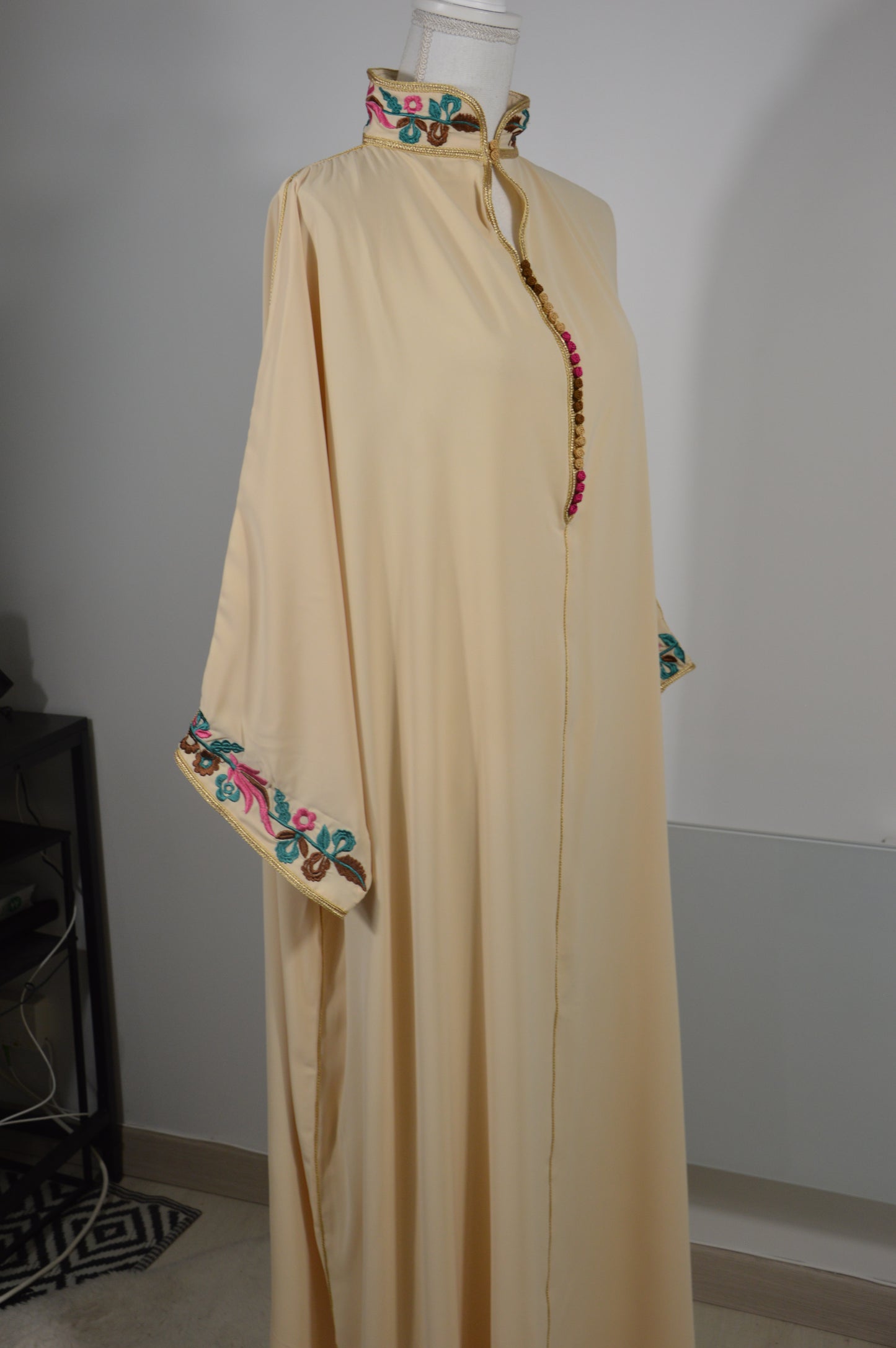 Gandoura Col Montant Jaune Pastel