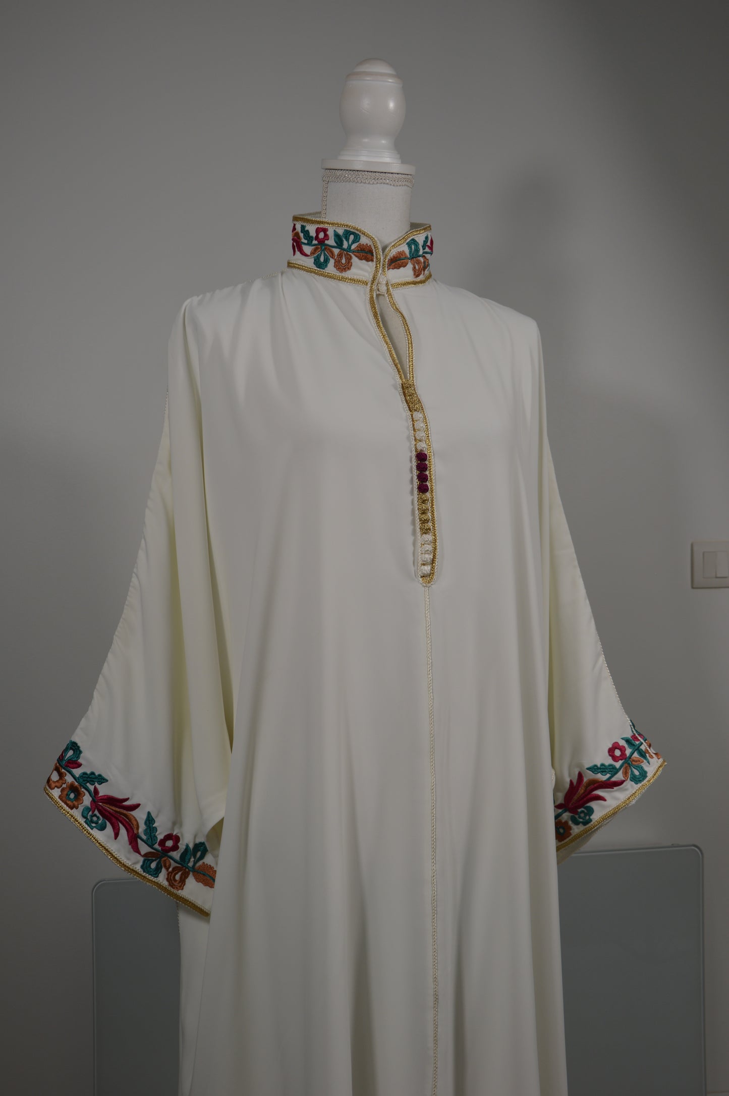 Gandoura Col Montant Blanc
