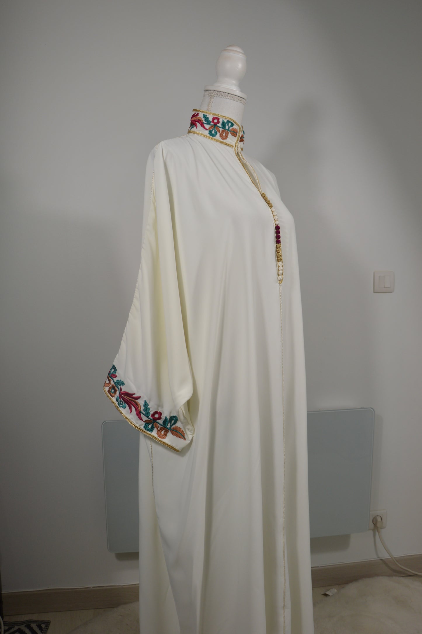 Gandoura Col Montant Blanc