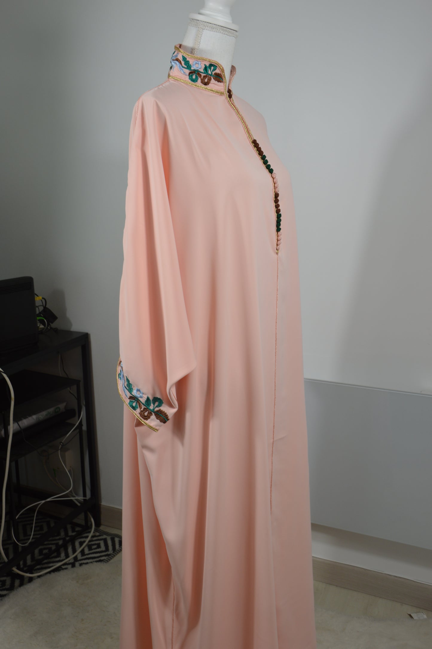 Gandoura Col Montant Saumon
