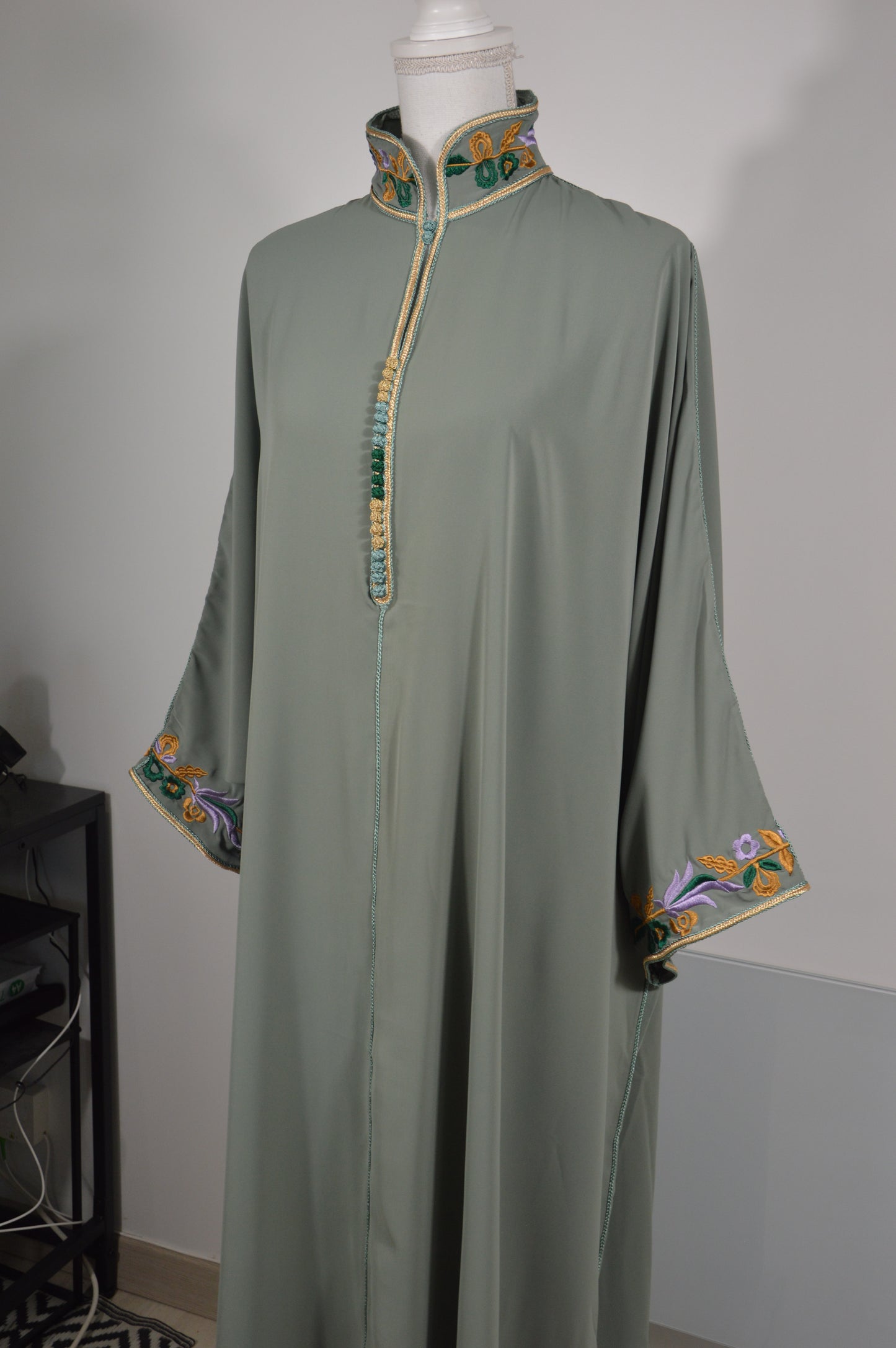 Gandoura Col Montant Verte