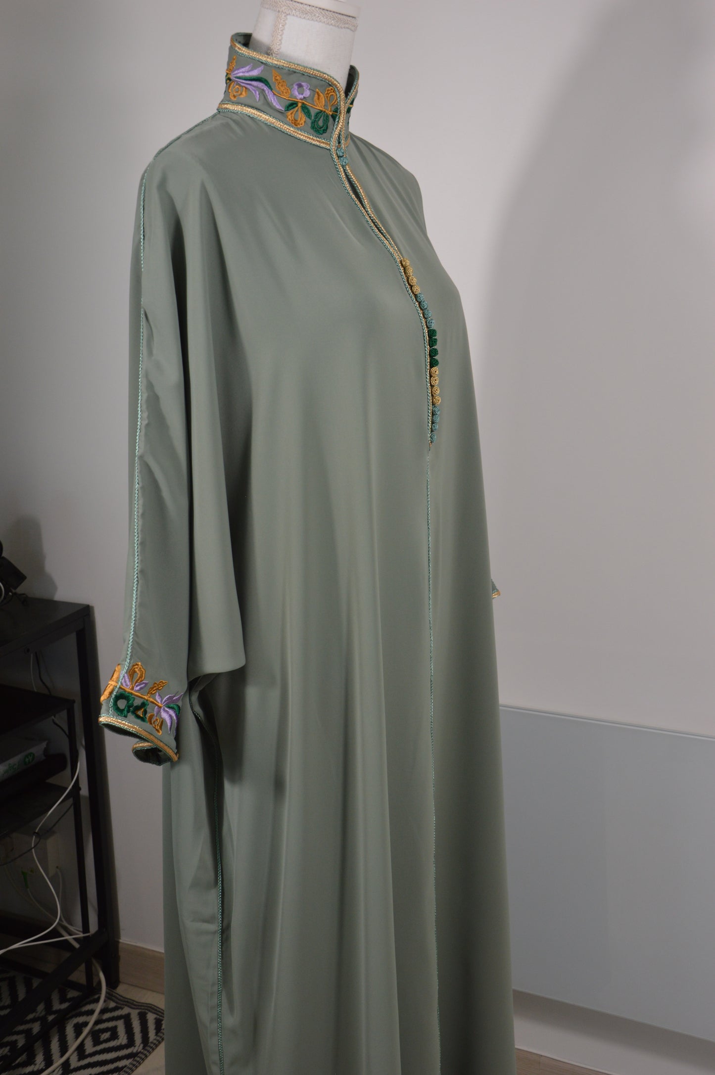 Gandoura Col Montant Verte