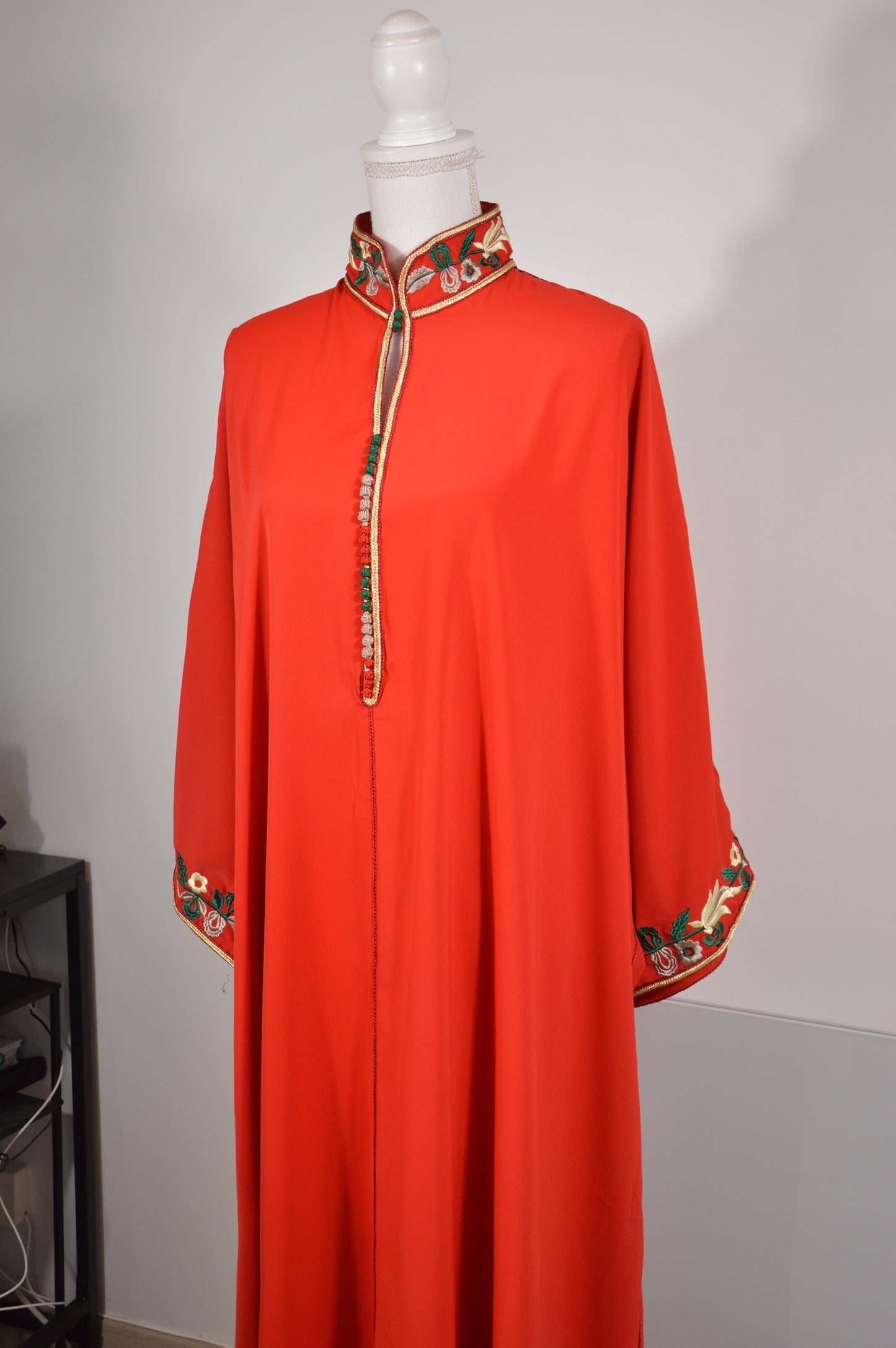 Gandoura Col Montant Rouge