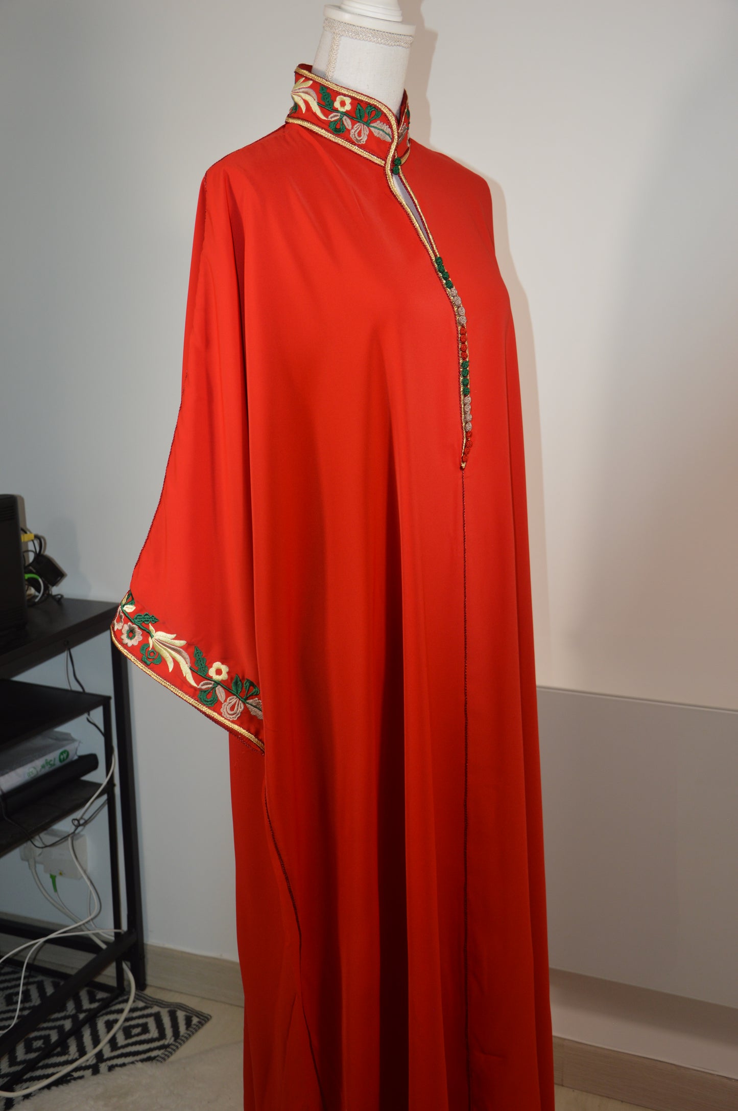 Gandoura Col Montant Rouge