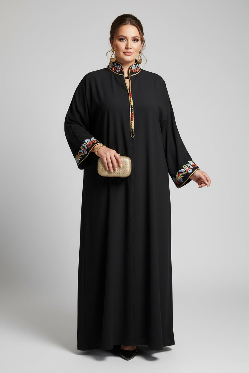 Gandoura Col Montant Noir