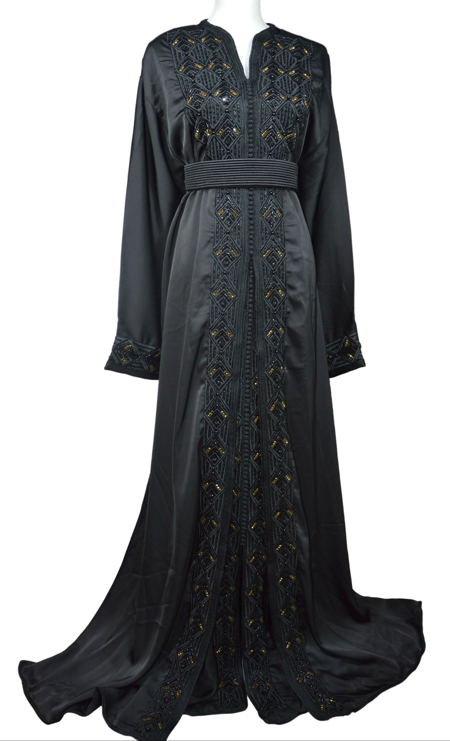 Takchita noire et or vue complète avec ceinture
