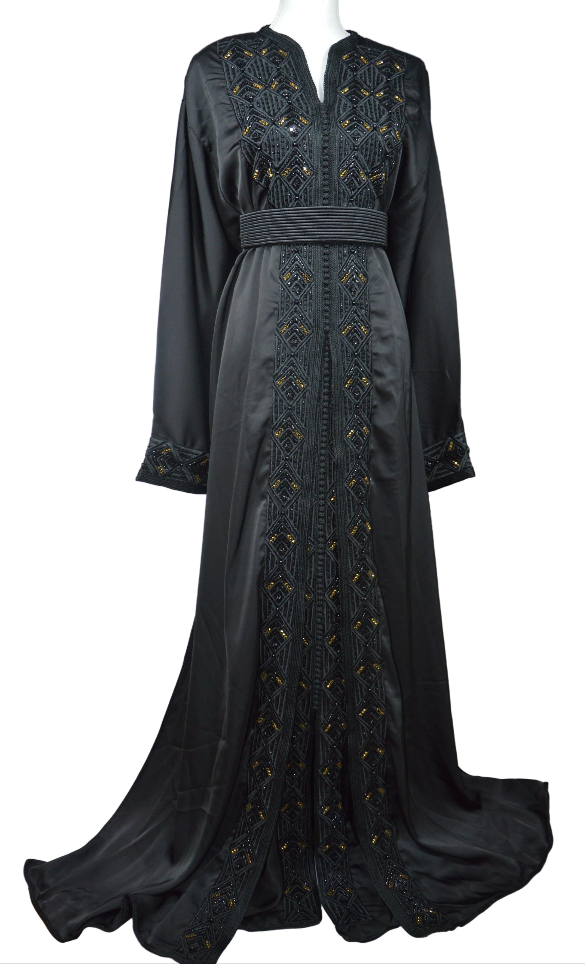Takchita noire et or vue complète avec ceinture