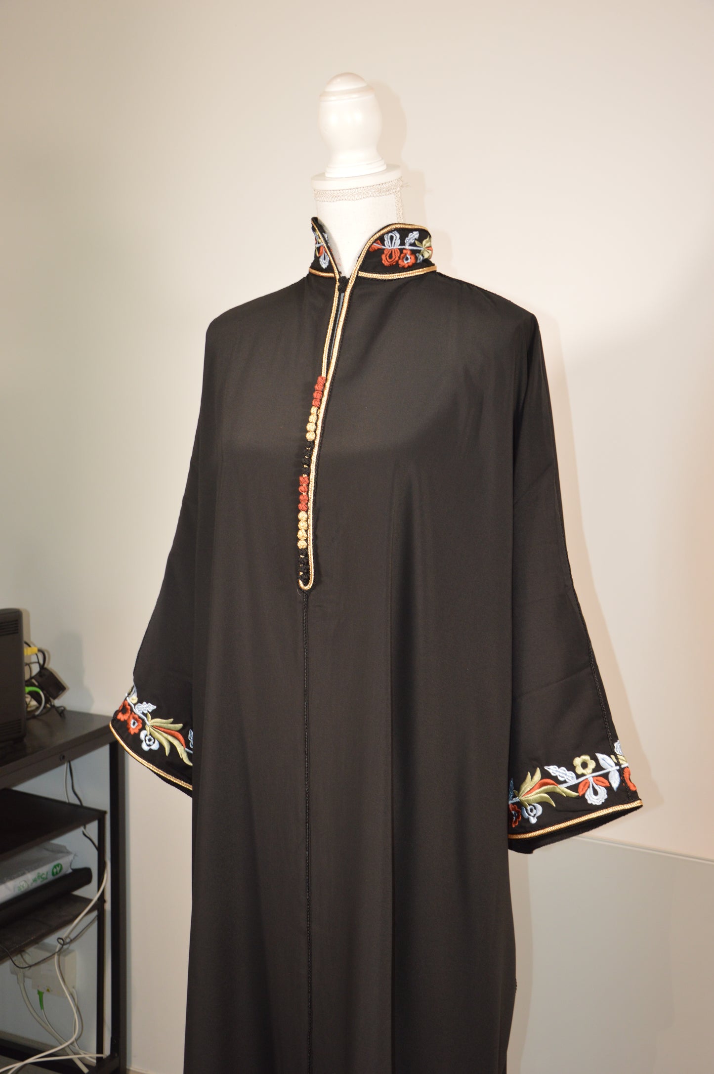 Gandoura Col Montant Noir