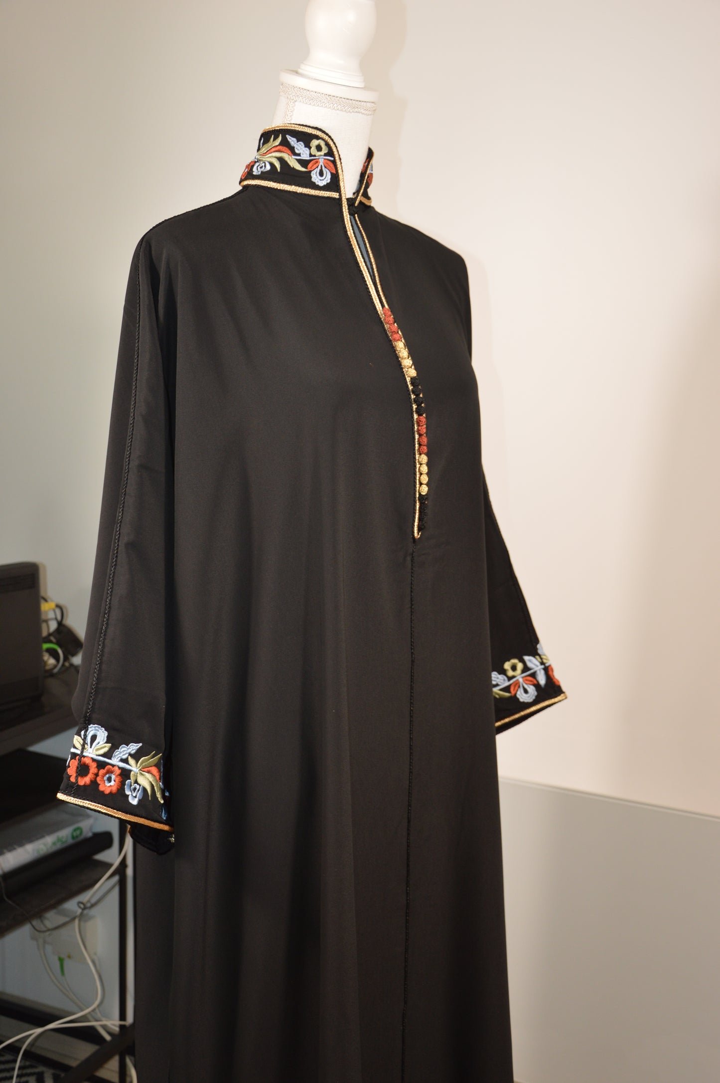 Gandoura Col Montant Noir