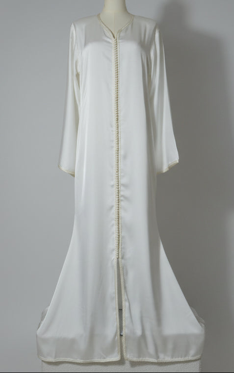 Caftan Blanc Satinée - Élégance Zeynaya