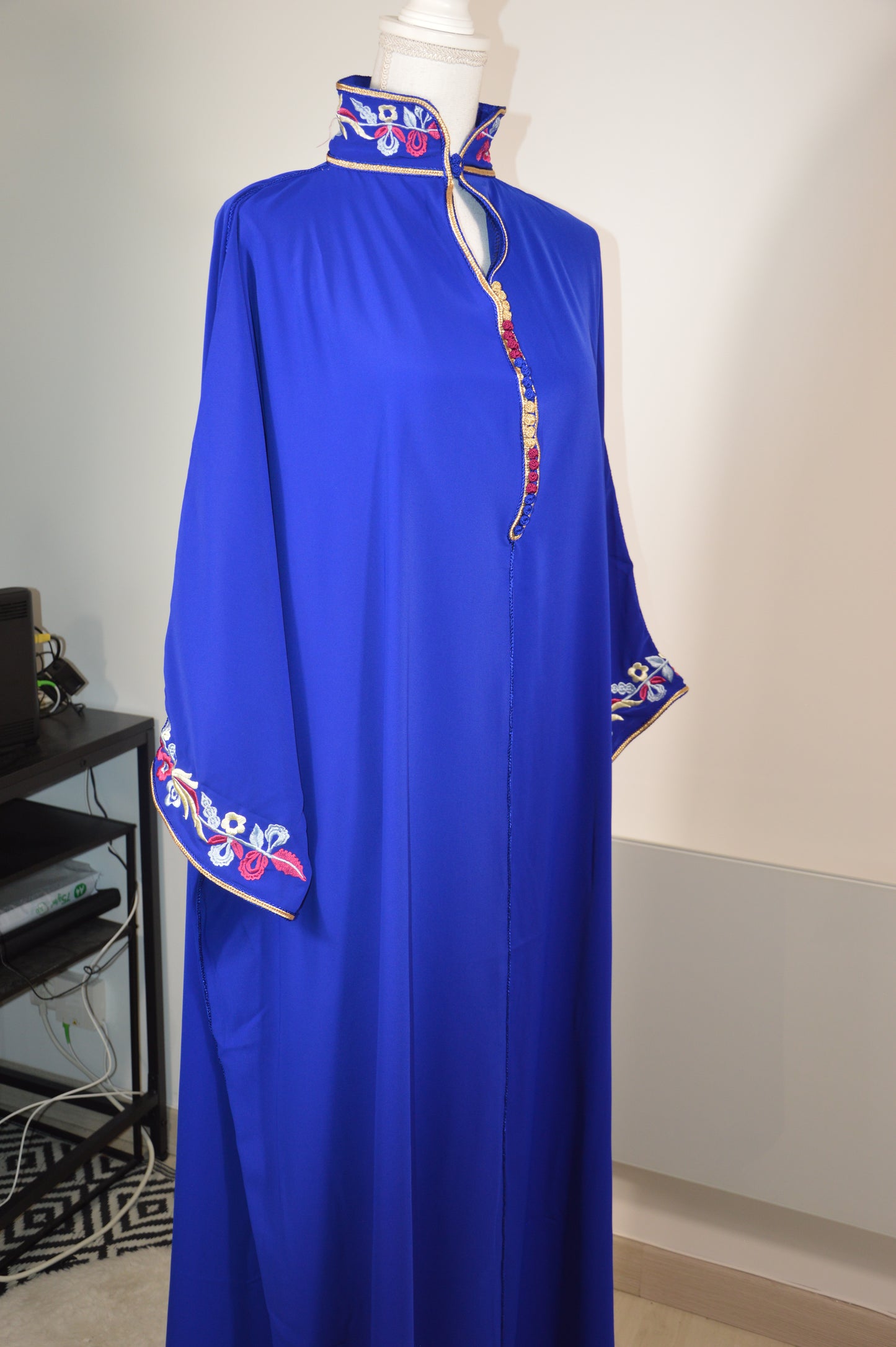 Gandoura Col Montant Bleu Roi