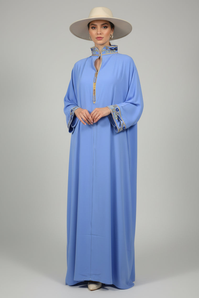 Gandoura Col Montant Bleu Violet