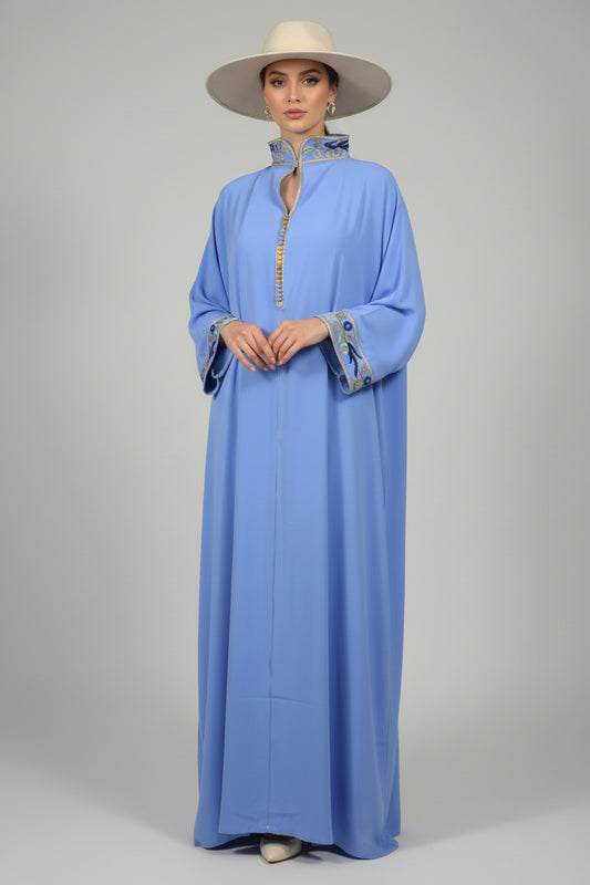 Gandoura Col Montant Bleu Violet