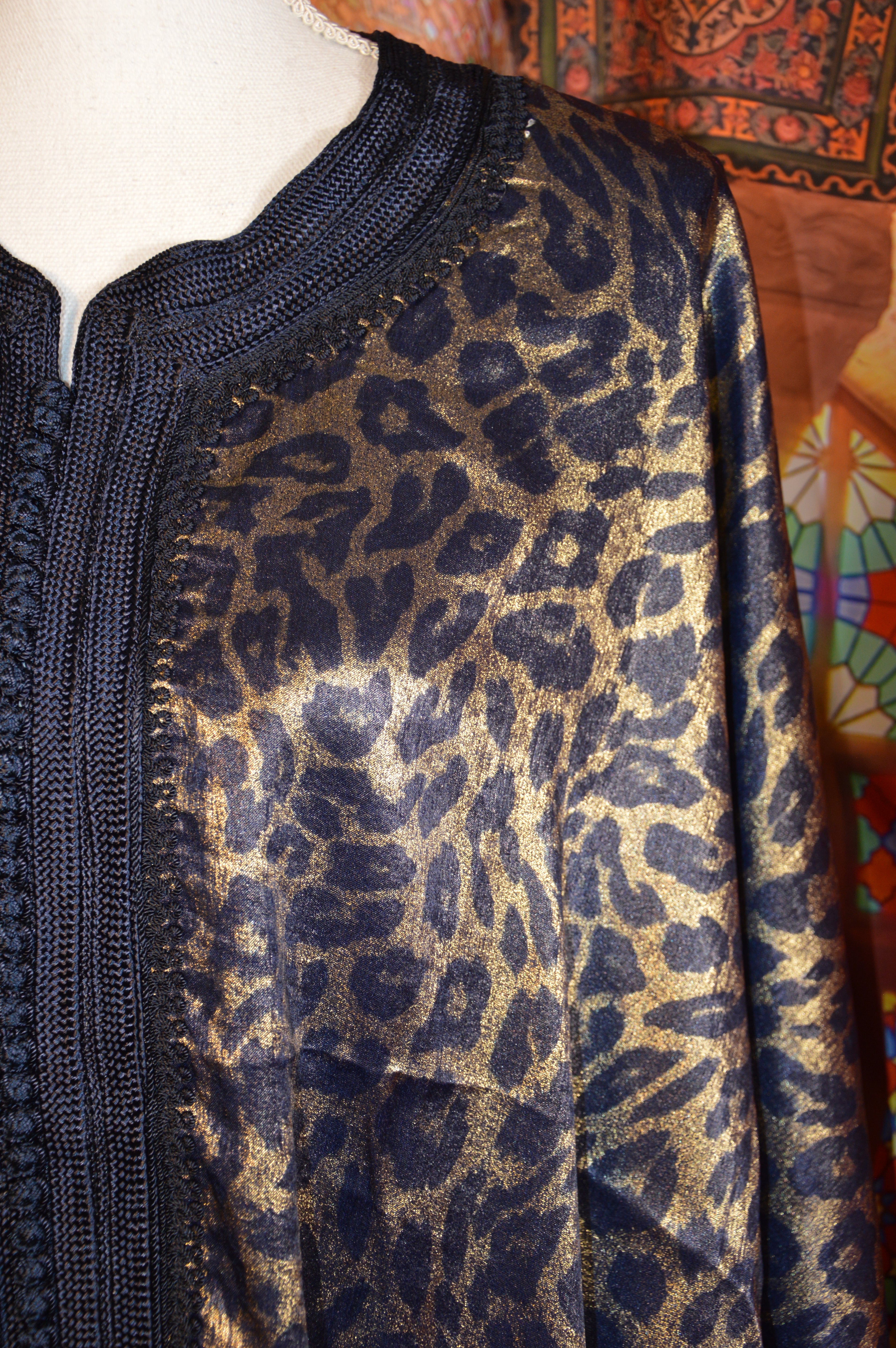 Gandoura Panthère bleu - Caftan Marocain de Luxe