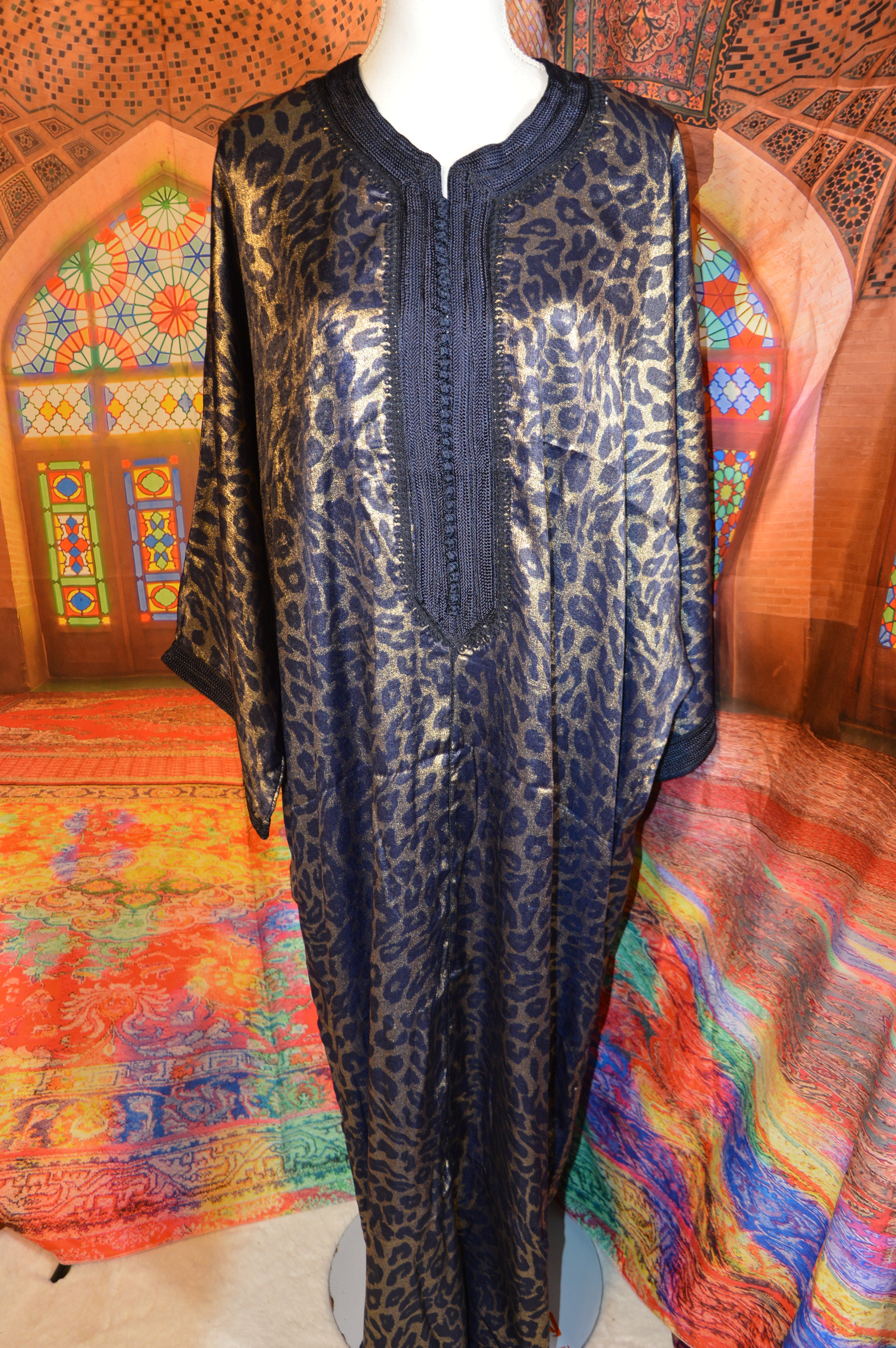 Gandoura Panthère bleu - Caftan Marocain de Luxe
