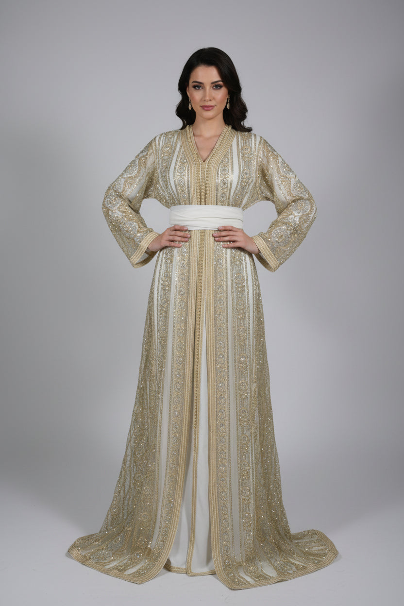 Takchita Sari Haute Couture Blanche