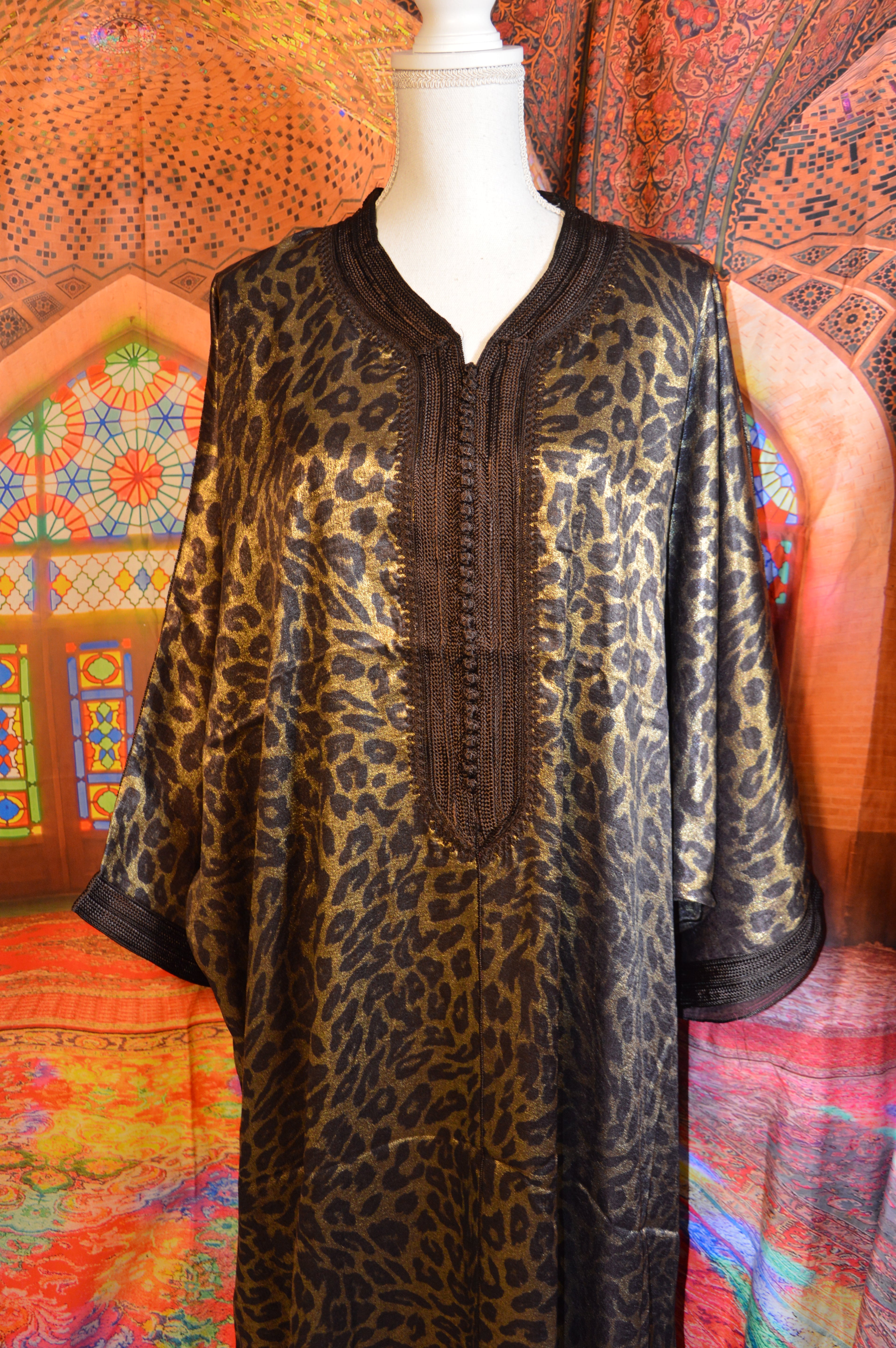 Gandoura Panthère Marron - Caftan Marocain de Luxe