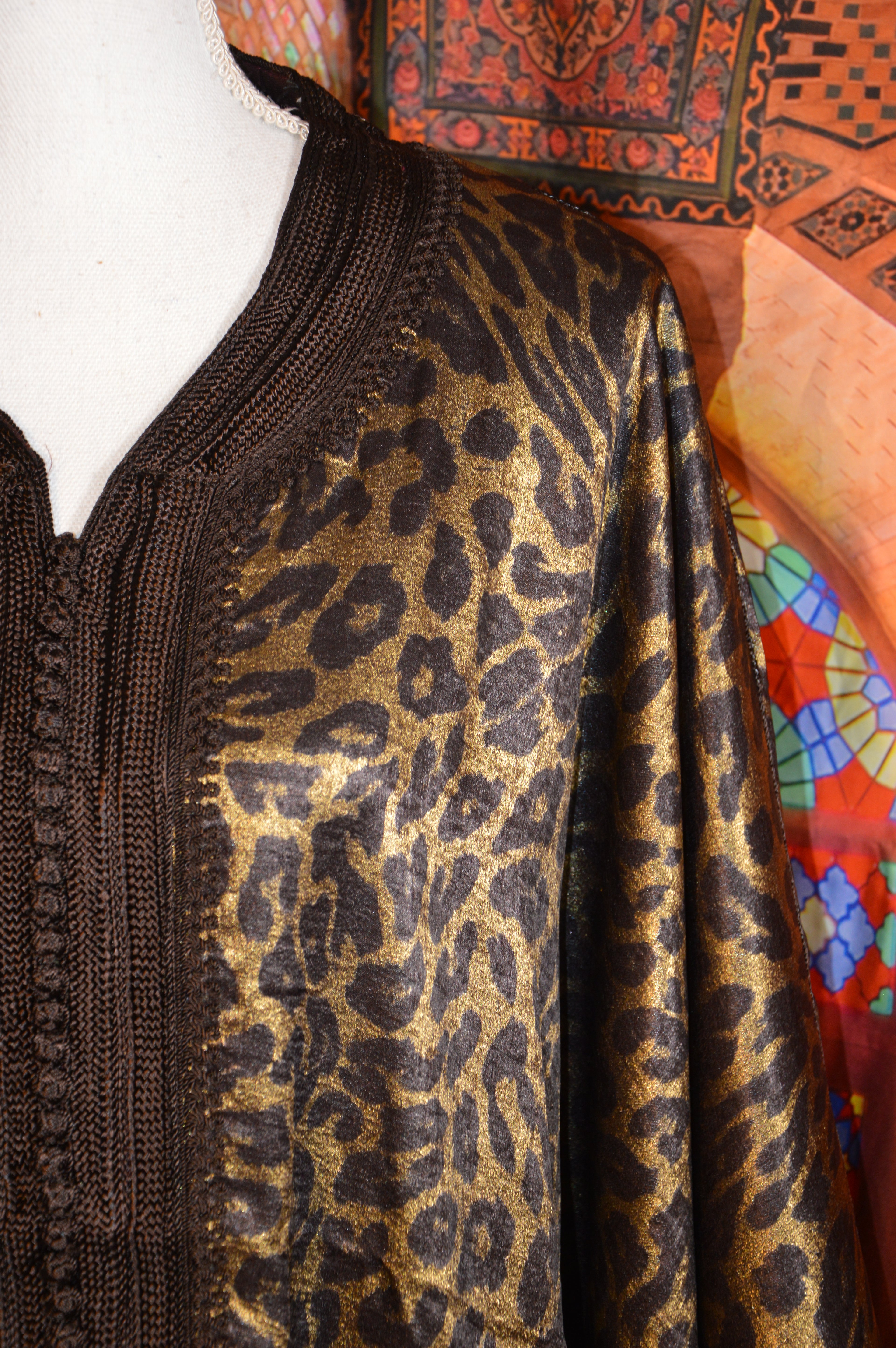 Gandoura Panthère Marron - Caftan Marocain de Luxe