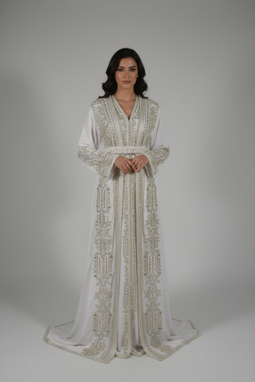 Takchita Royal White & Argent HAUTE COUTURE