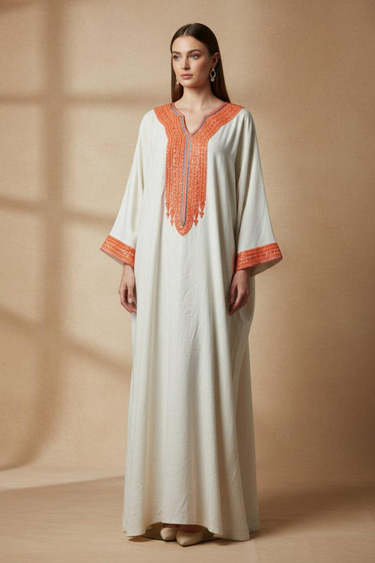 Gandoura farasha marocaine - Vue de face complète