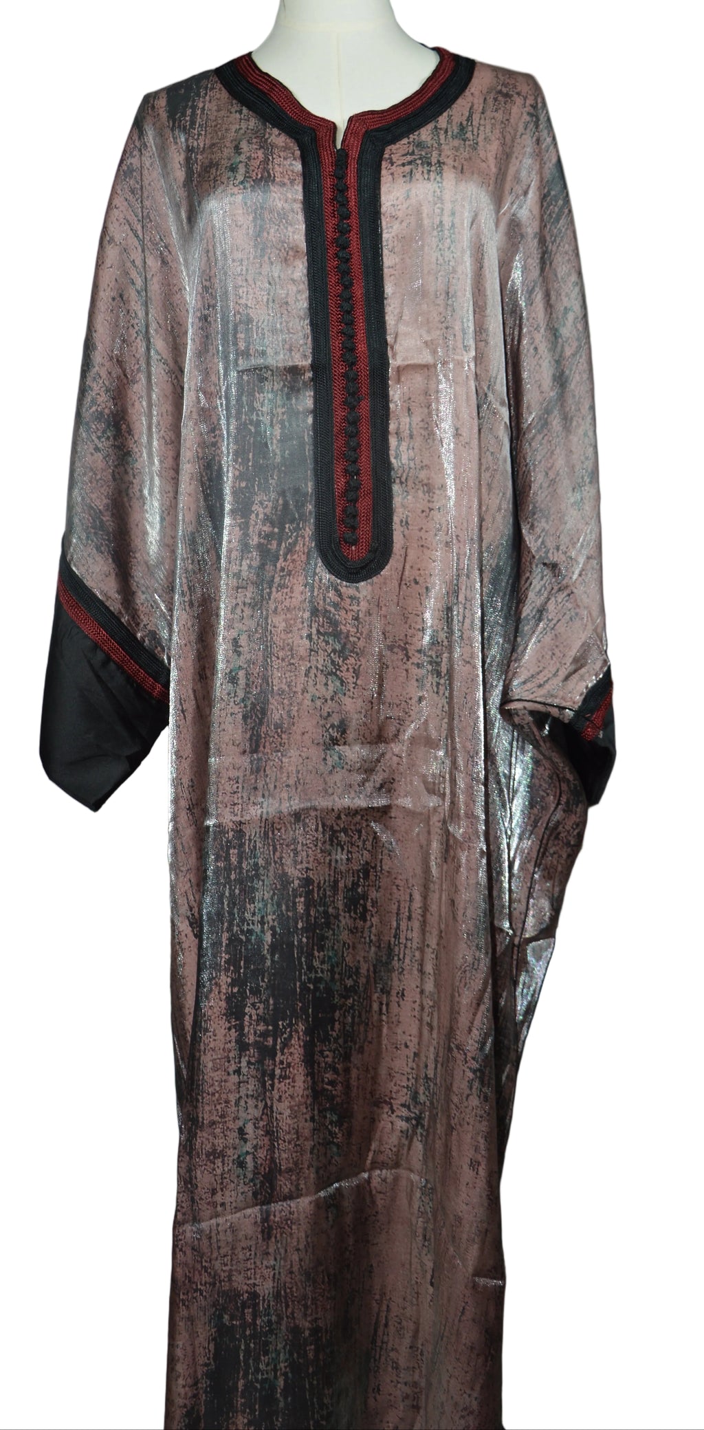 Gandoura rose en crêpe satiné vue d'ensemble