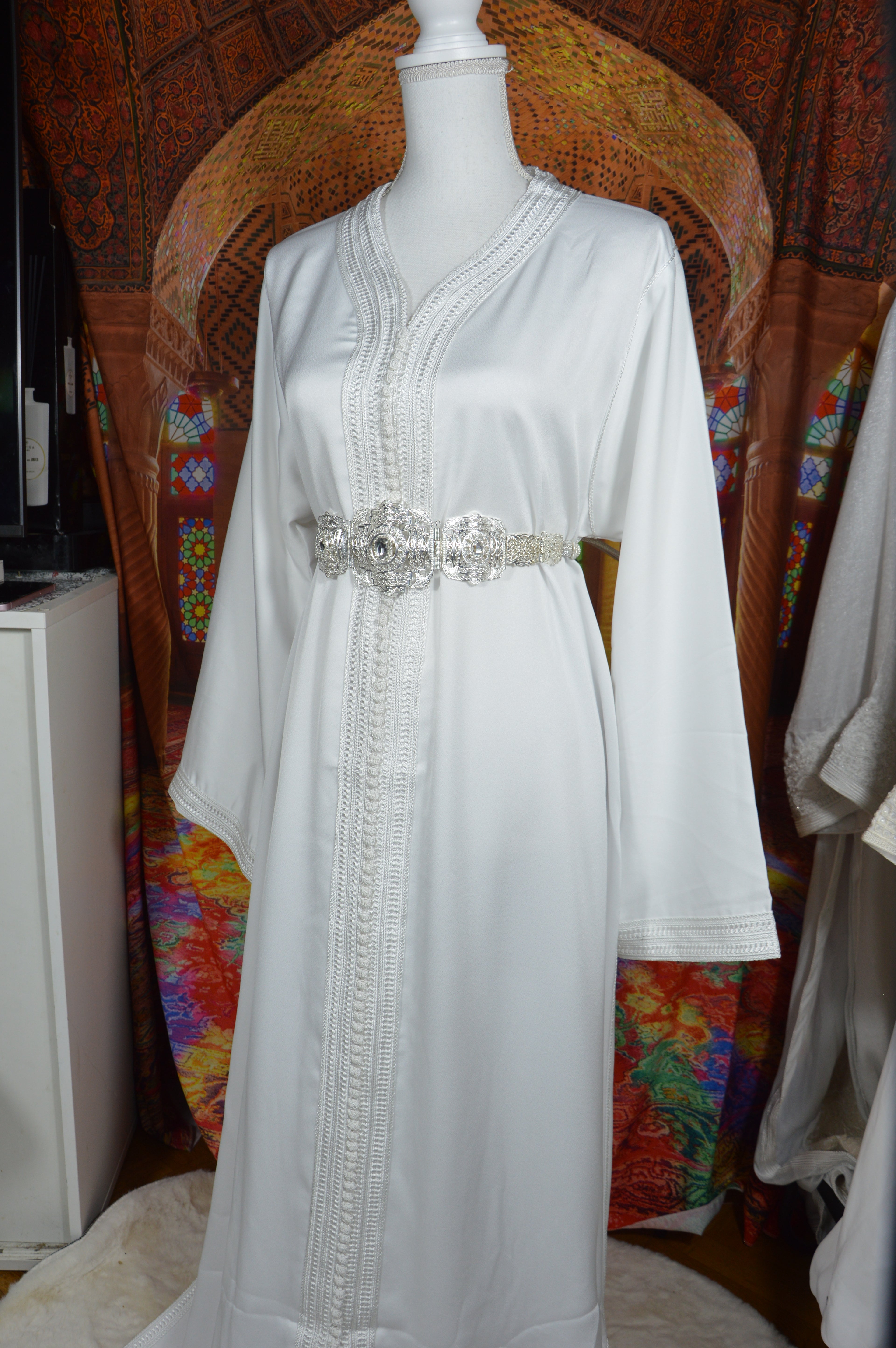 Caftan Blanc Drap de Soie - Caftan Marocain de Luxe
