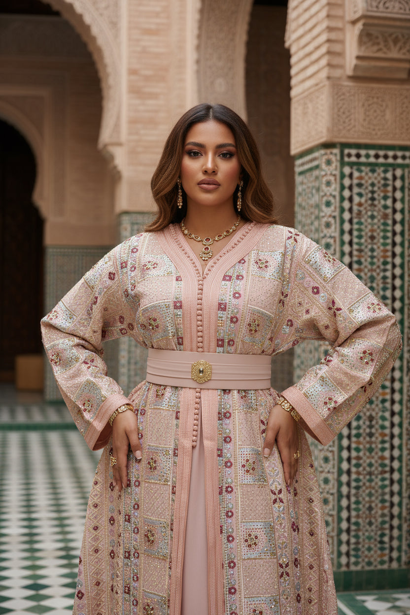 TAKCHITA SARI SCINTILLANTE ROSE POUDRÉ – ÉCLAT & DOUCEUR