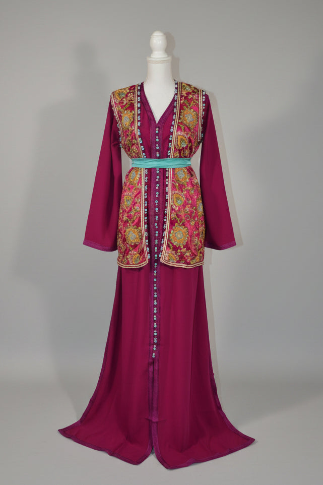 Caftan SARIA Fuschia Turquoise