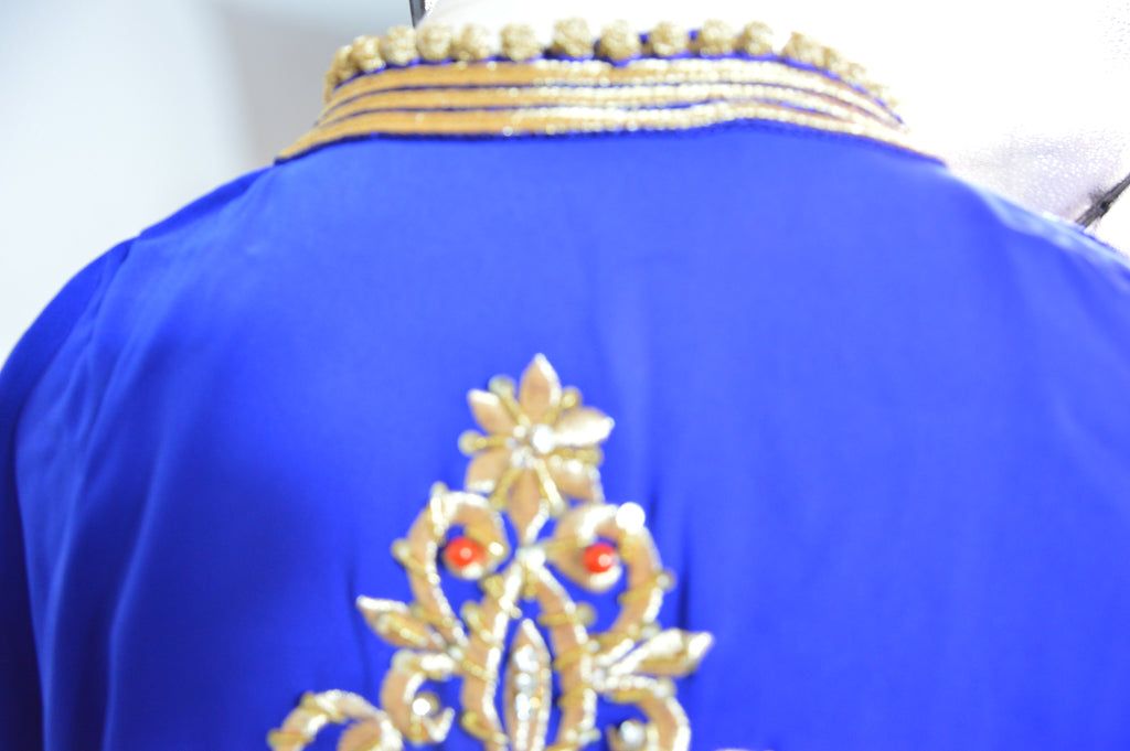 TAKCHITA ROYALE BLEU ROI & ORANGE – BRODERIES DORÉES IMPÉRIALES