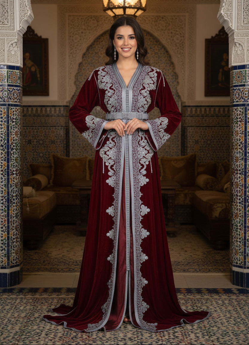 Takchita Velours Bordeaux - zeynaya prestige