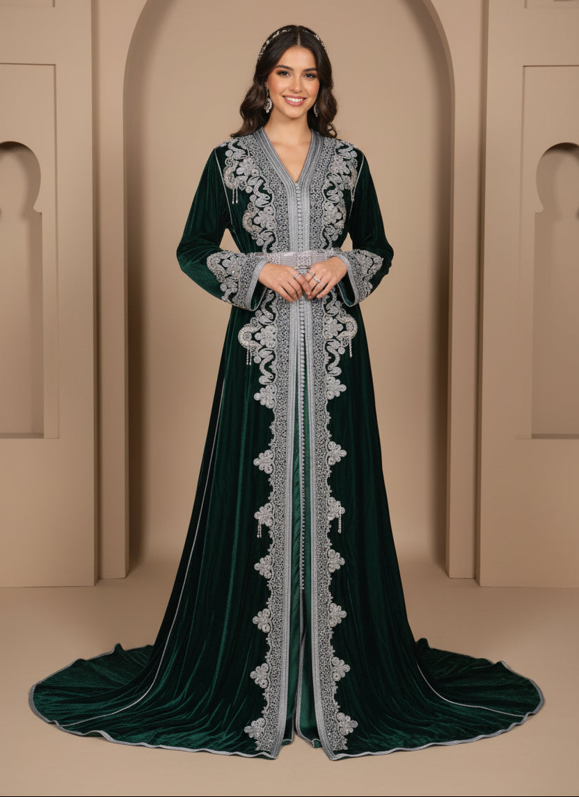 Takchita Velours Vert Royal – zeynaya prestige