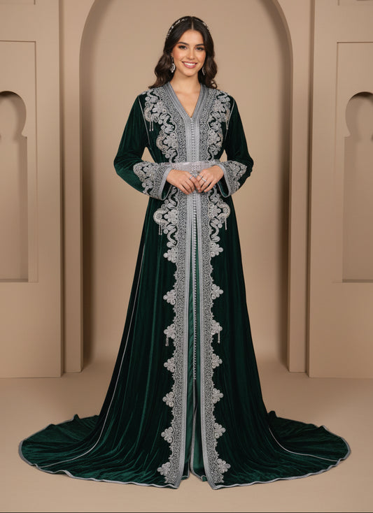 Takchita Velours Vert Royal – zeynaya prestige