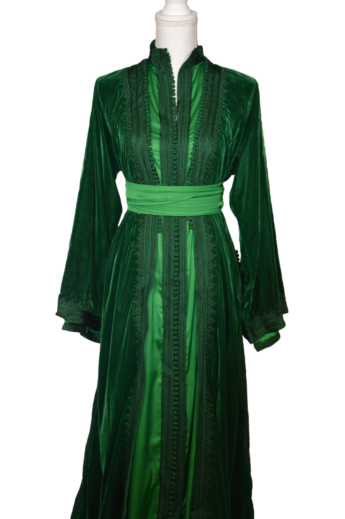 Takchita Col Montant Velours Vert Sapin