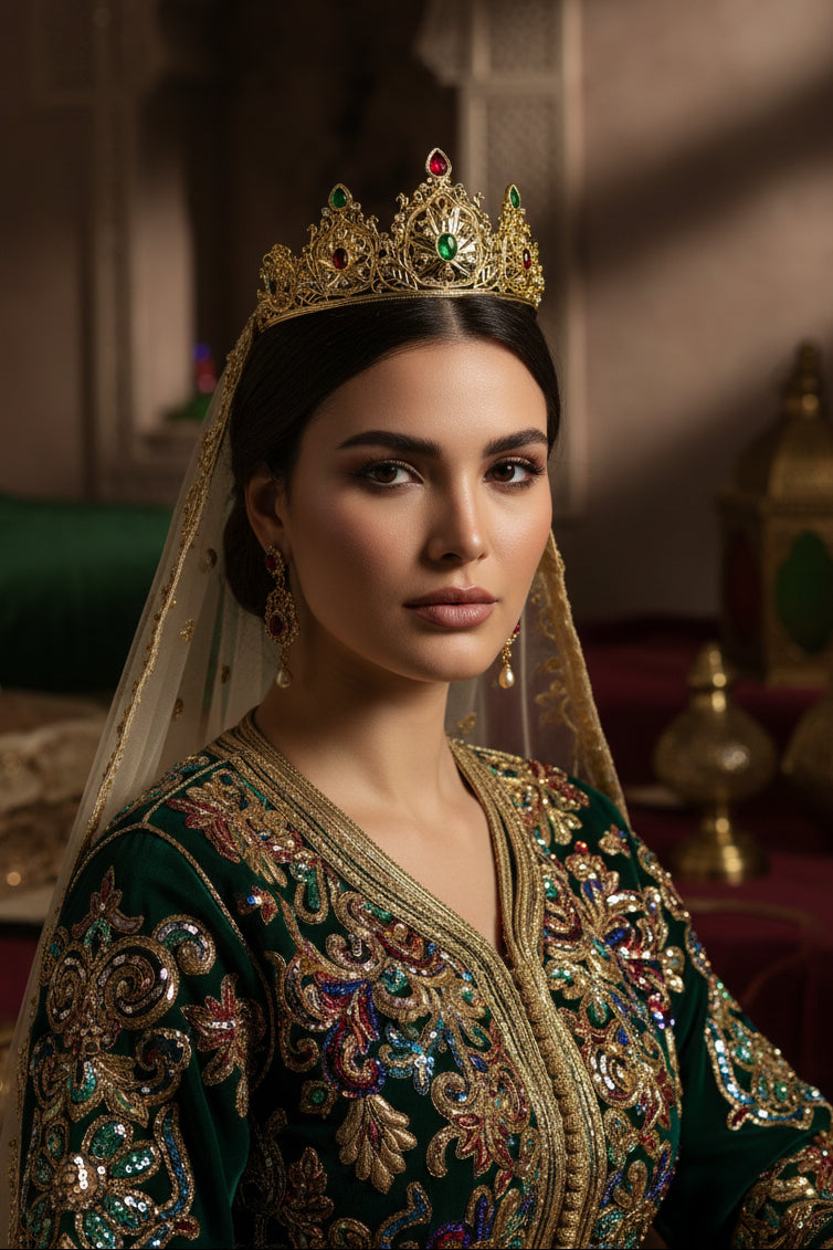 Couronne Rouge et Vert – Accessoire de Cérémonie Artisanal