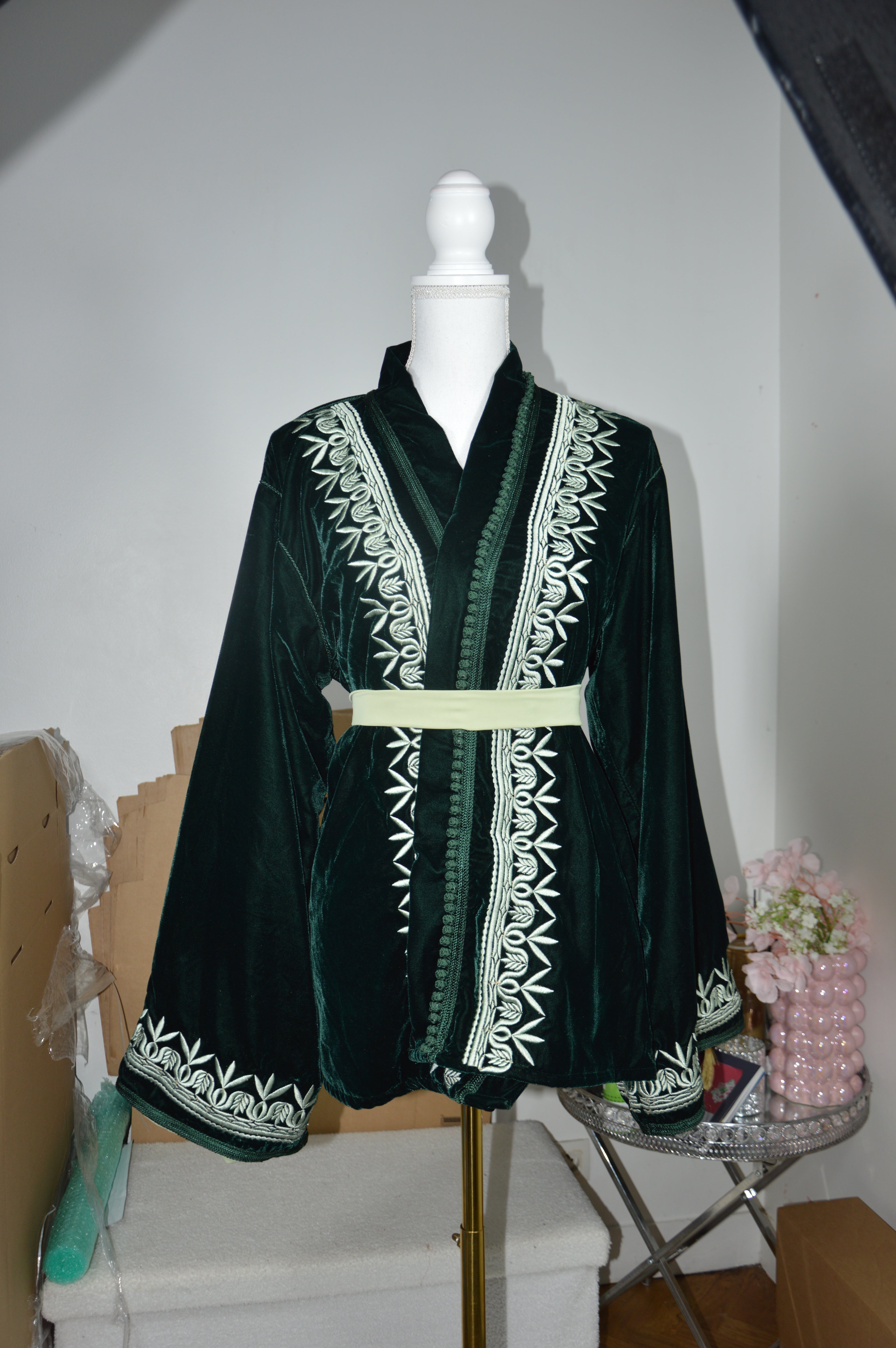 Veste Velours Vert Royal - Élégance Marocaine