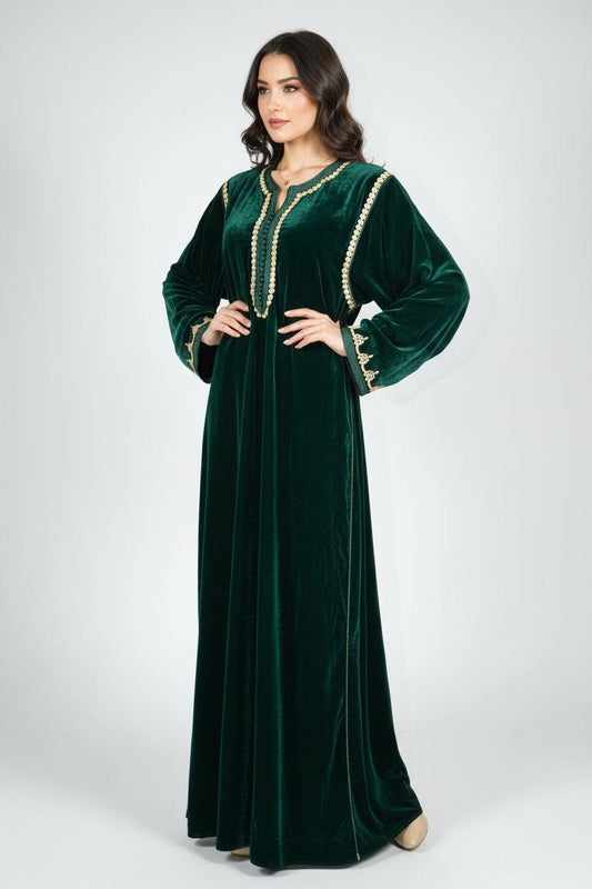 Gandoura Velours Vert Royal – Broderies Dorées