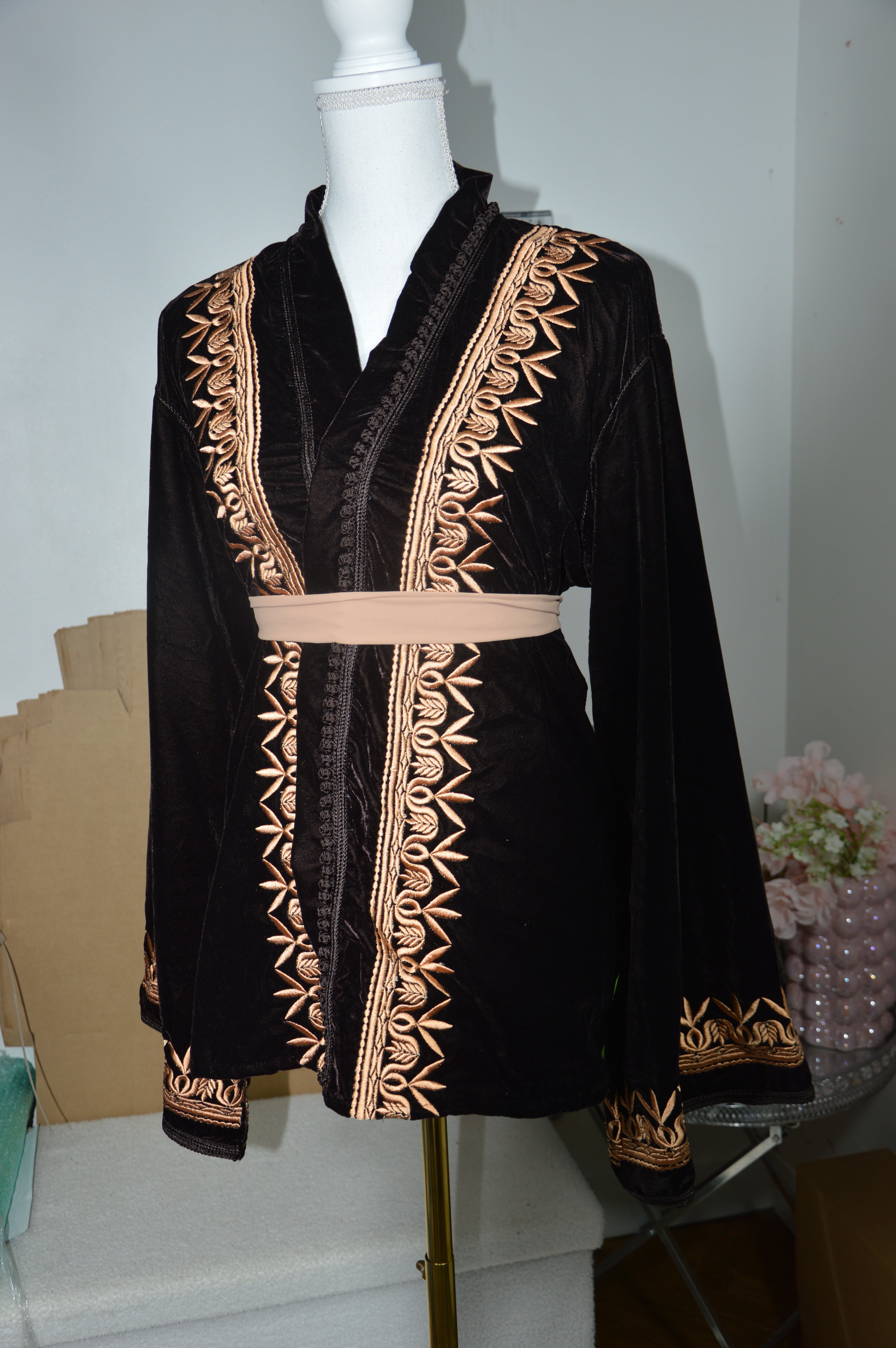 Veste Velours Noir - Élégance Marocaine