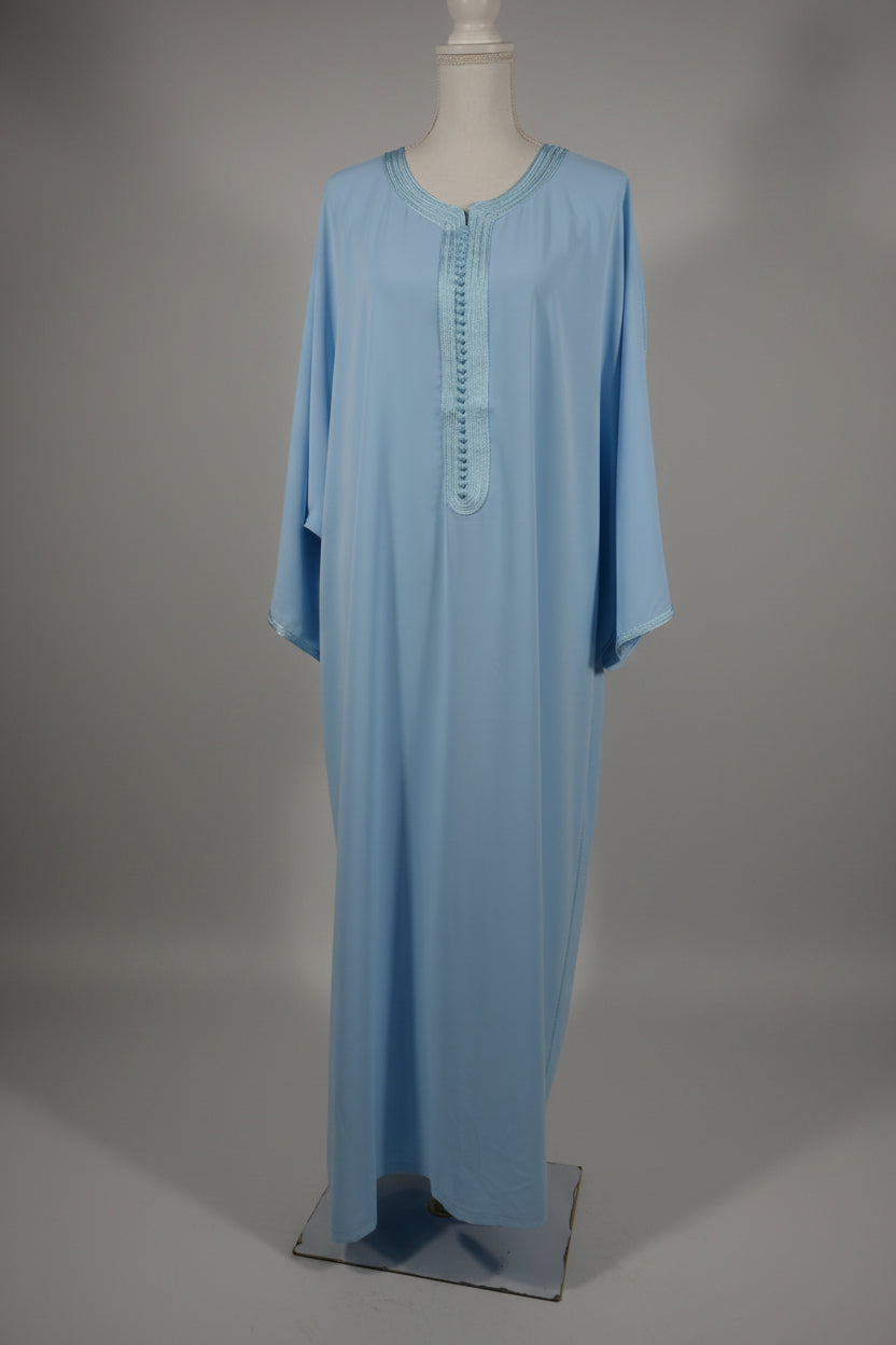 Gandoura Eclat Crêpe Bleu Ciel - ZEYNAYA PRESTIGE