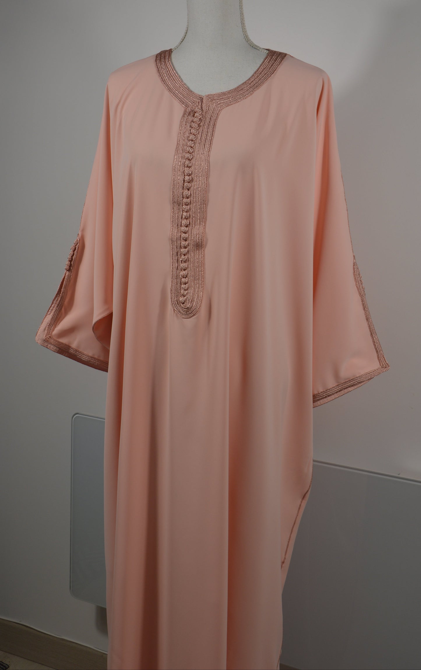 Gandoura Eclat Crêpe Rose Pêche - Zeynaya Prestige