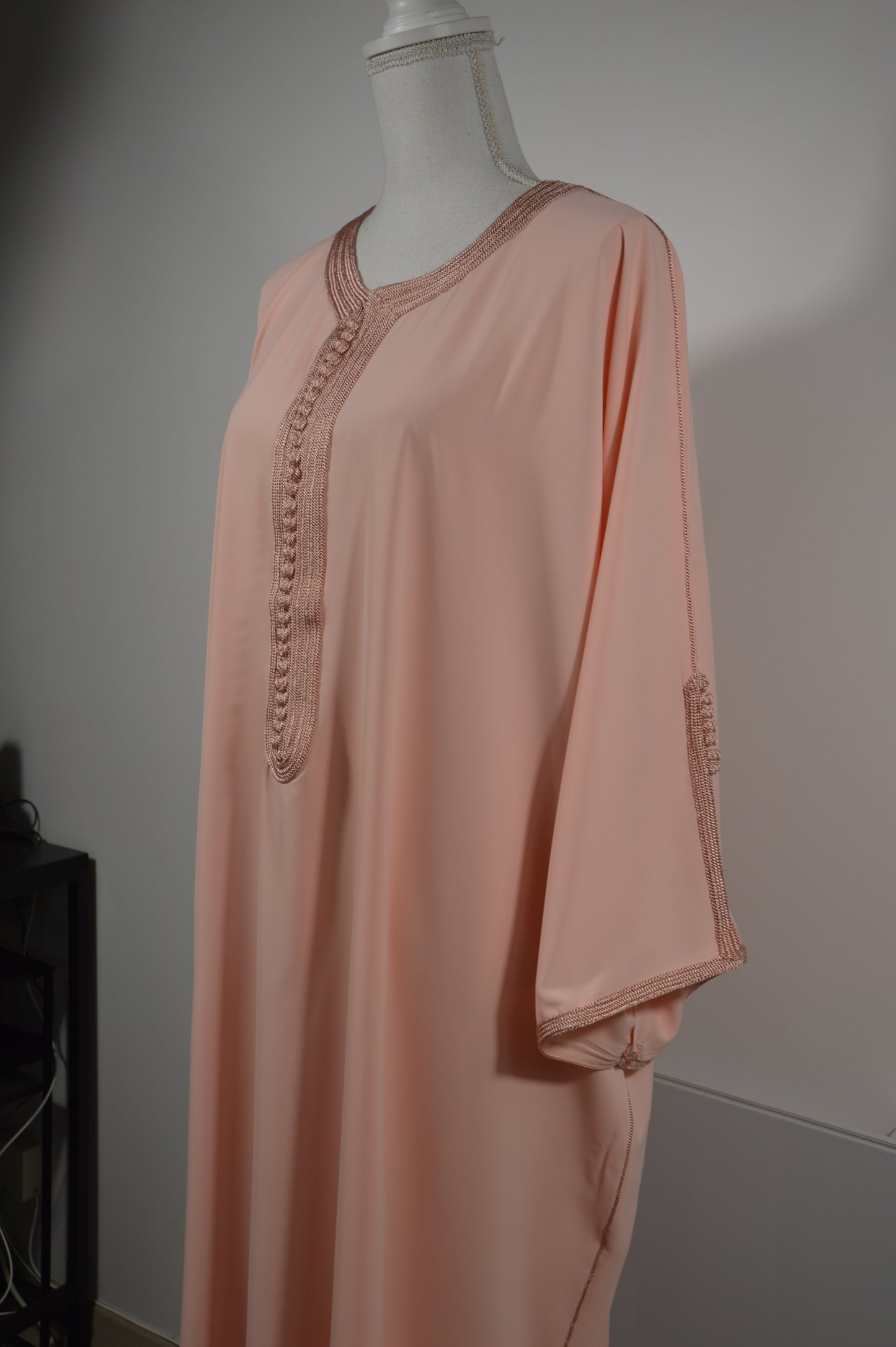 Gandoura Eclat Crêpe Rose Pêche - Zeynaya Prestige
